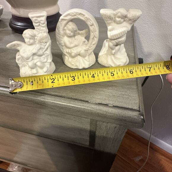 Vintage Candle Holders JOY Ceramic Cherub Angel‎ Christmas Holiday set of 3 - Picture 10 of 11